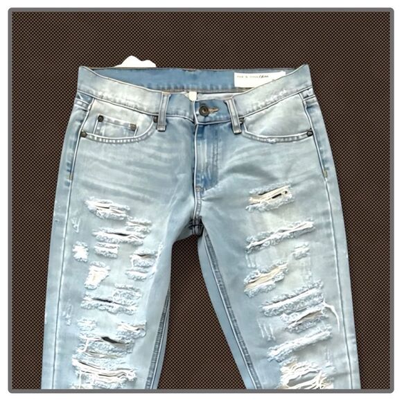 Rag & Bone The Dre Boyfriend Skinny Jean Thrasher Size 25 $295 - Picture 8 of 16